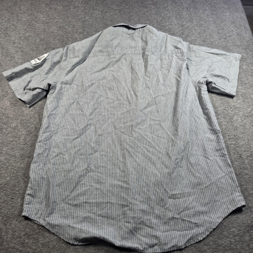 Harley-Davidson Shirt Mens Large Gray Striped Short Sleeve Button Front Patch - Picture 8 of 8
